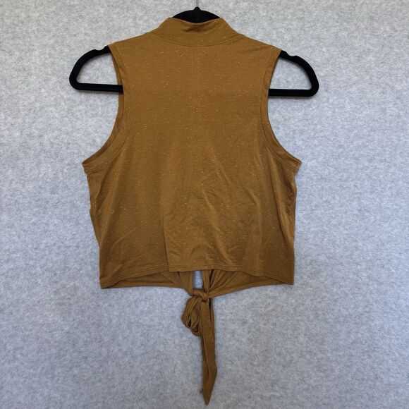 Lululemon Mock Neck Top with Front Tie Womens XS Brown Yoga Barre Cropped Top - Picture 4 of 6